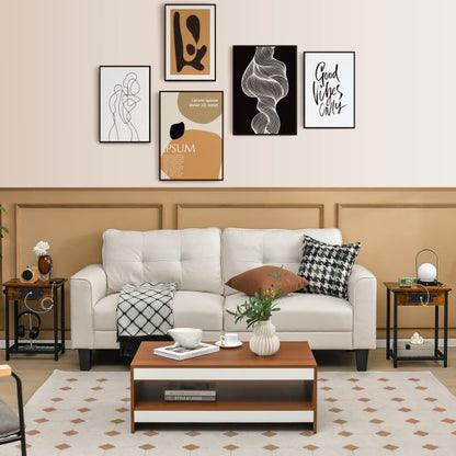 Nightstand Set of 2 with Charging Station and Open Shelf