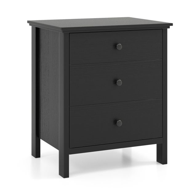 3-Drawer Nightstand for Living Room and Bedroom-Black