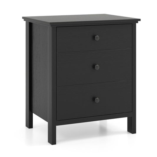 3-Drawer Nightstand for Living Room and Bedroom-Black