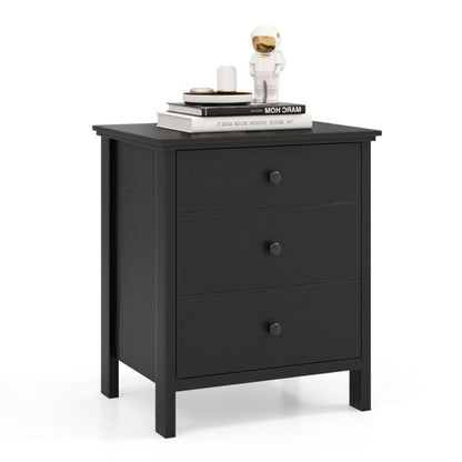 3-Drawer Nightstand for Living Room and Bedroom-Black