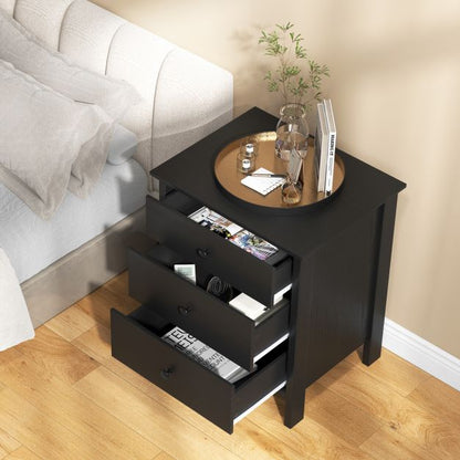 3-Drawer Nightstand for Living Room and Bedroom-Black
