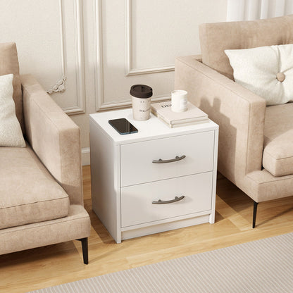 2-Drawer Nightstand with Storage for Living Room Bedroom-White