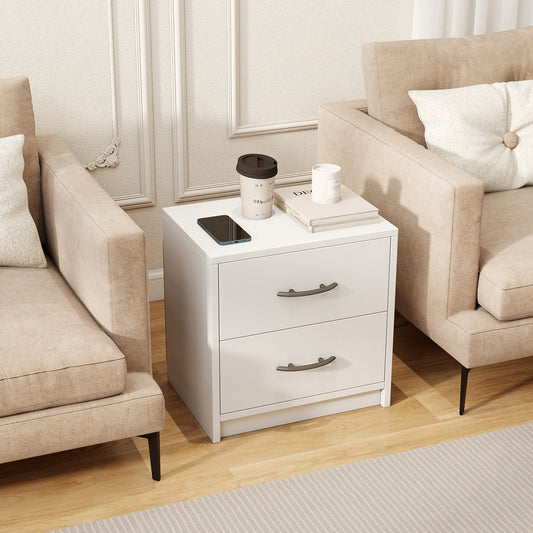 2-Drawer Nightstand with Storage for Living Room Bedroom-White