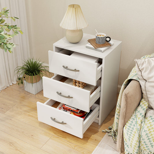 3-Drawer Nightstand with Storage for Living Room Bedroom-White
