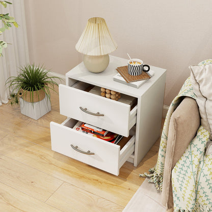 2-Drawer Nightstand with Storage for Living Room Bedroom-White