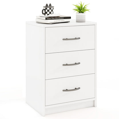 3-Drawer Nightstand with Storage for Living Room Bedroom-White