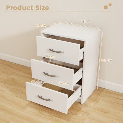 3-Drawer Nightstand with Storage for Living Room Bedroom-White