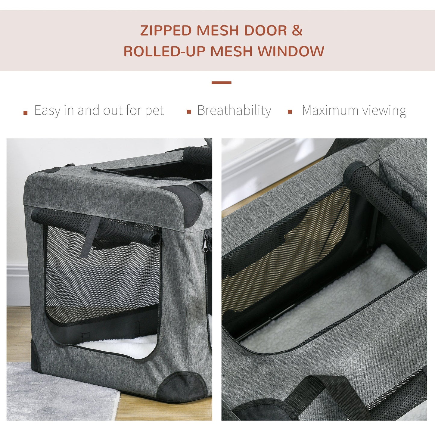 PawHut 70cm Oxford Folding Pet Carrier Bag Grey