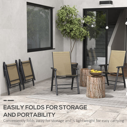 Outsunny Set of Four Folding Garden Chairs - Light Brown