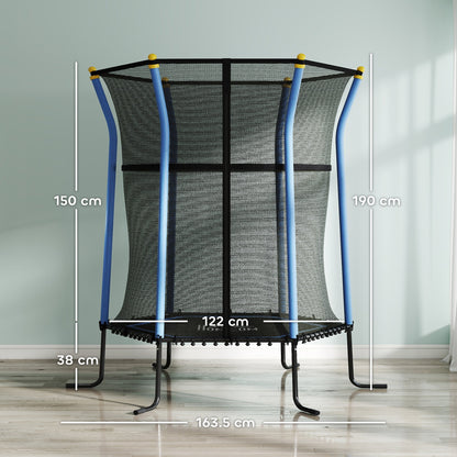 HOMCOM Dziecięca trampolina Mini Bouncer z siatką zabezpieczającą dla dzieci w wieku od 3 do 10 lat - niebieska
