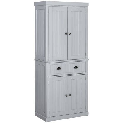 Retro Style Traditional Kitchen Cupboard Freestanding Storage Cabinet with Drawer, Doors and Adjustable Shelves, Grey