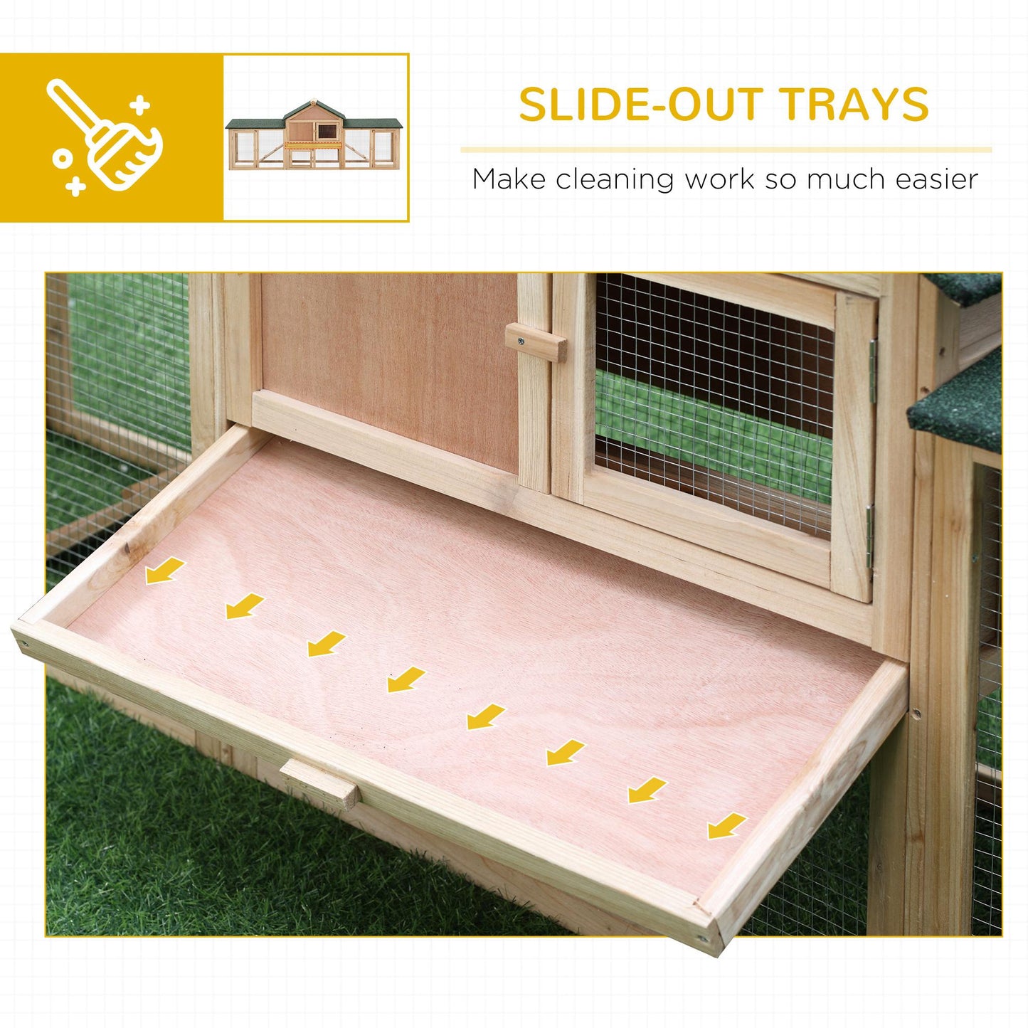 PawHut Deluxe Two-Storey Wooden Bunny Rabbit Hutch, Guinea Pig Hutch, w/ Ladder Outdoor Run Box Slide-out Tray 210 x 45.5 x 84.5 cm