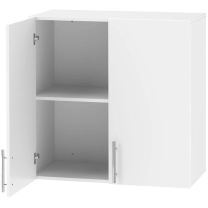 HOMCOM Bathroom Wall Cabinet, Wall-Mounted Bathroom Storage Cabinet with 2 Doors, Adjustable Shelf for Kitchen, White