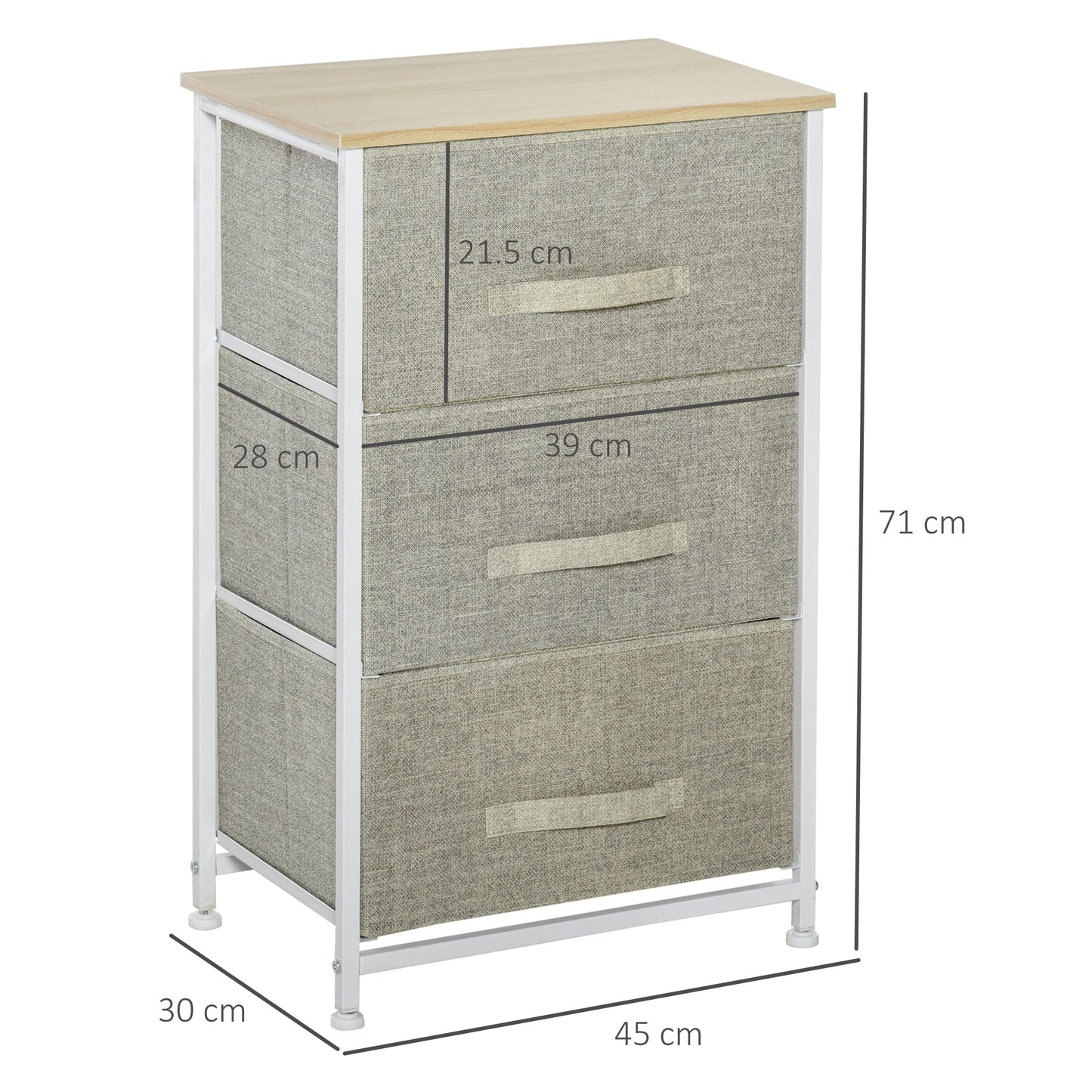 Vertical 3-Tier Linen Drawer Cabinet Organizer Storage Dresser Tower with Metal Frame Adjustable Feet for Living Room, Bathroom, Kitchen