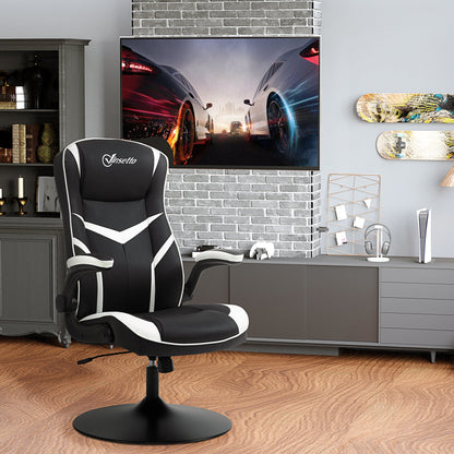 Vinsetto Gaming Chair Ergonomic Computer Chair with Adjustable Height Pedestal Base, Home Office Desk Chair PVC Leather Exclusive Swivel Chair Black