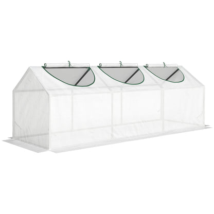 Outsunny Mini Greenhouse Portable Flower Planter Vegetable Grow House for Garden with Zipped Windows, 180 x 60 x 60 cm, White