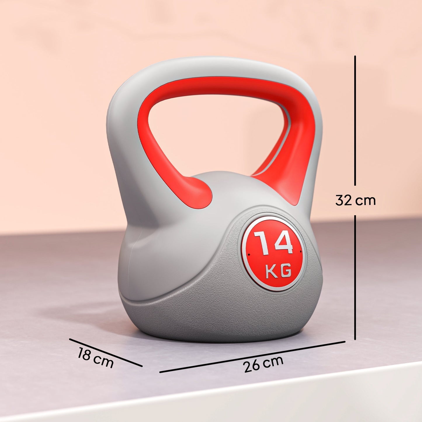 SPORTNOW Kettlebell, 14kg Kettle Bells with Handle for Home Gym Weight Lifting and Strength Training, Red and Grey