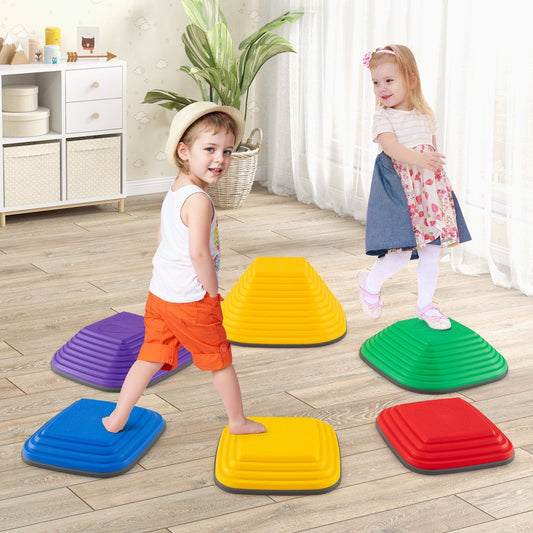6 Pieces Kids Stepping Stone Non-Slip Square Toddler Balance Stones-Multicolor