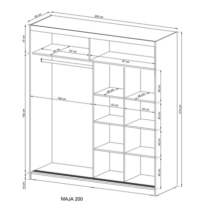 Maja IV Sliding Door Wardrobe 200cm