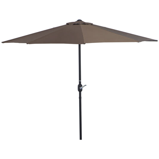 Outsunny 2.7m Balcony Half Parasol Garden Outdoor Umbrella 5 Steel Ribs - Brown