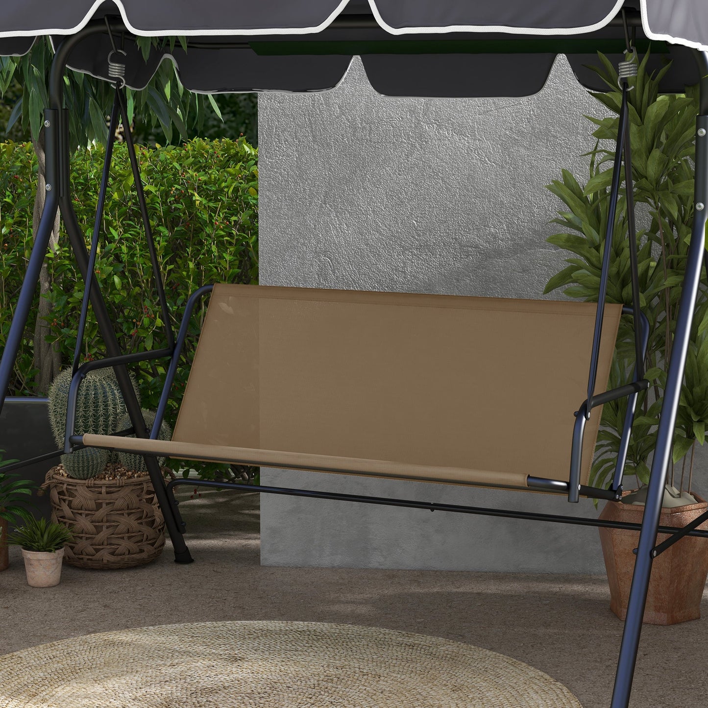 Outsunny Garden Swing Seat Cover Replacement, for 2 and 3 Seater Swing Bench, 115cm x 48cm x 48cm, Beige