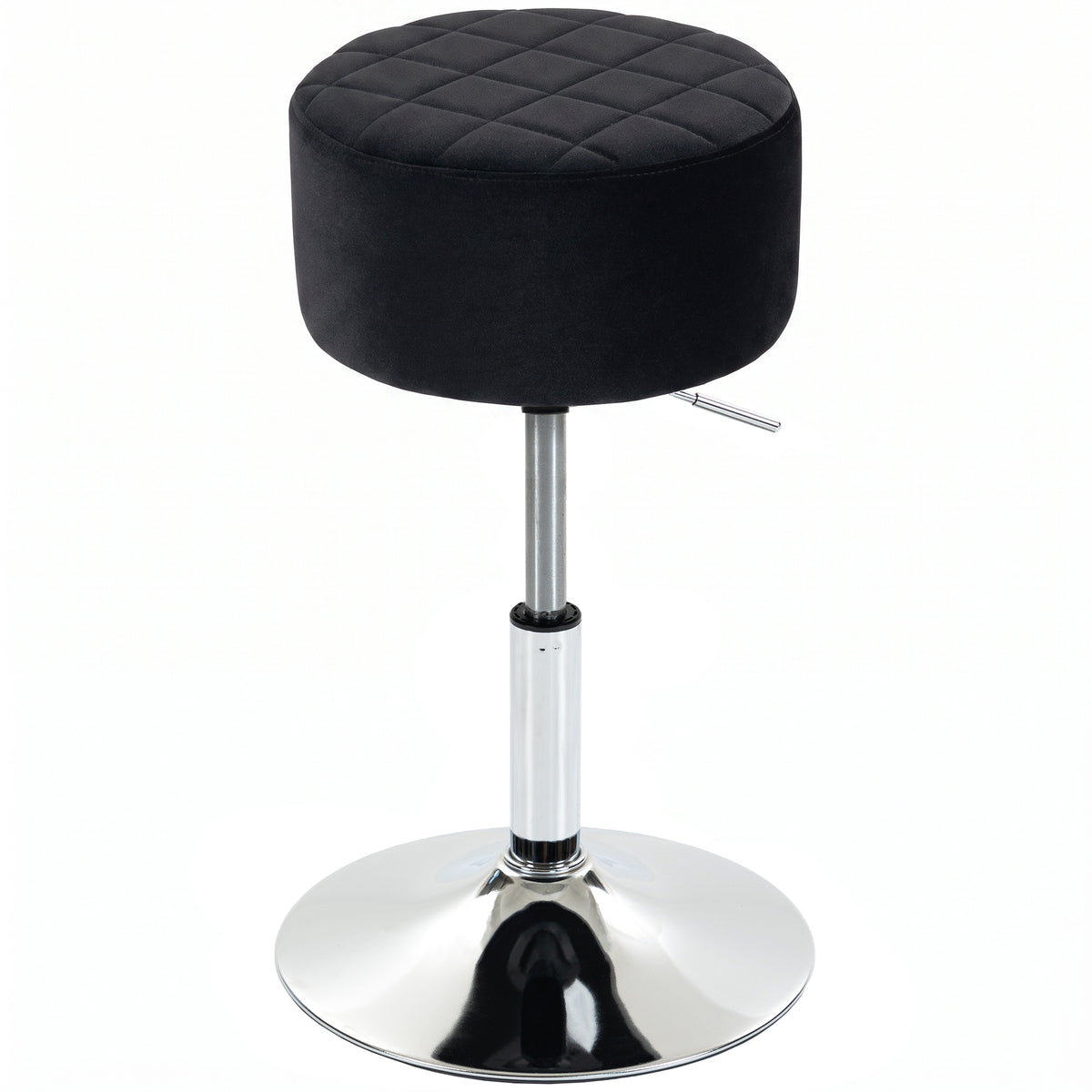 HOMCOM Bar Stool Adjustable Swivel Chair Velvet-Feel Seat 1 Piece, Black