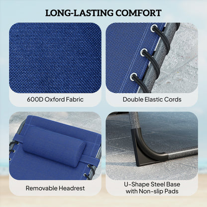 Outsunny Five-Position Reclining Sun Loungers Set of 2 - Dark Blue