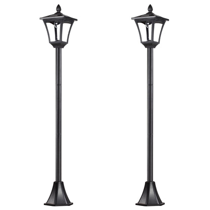 Outsunny 2 Pieces Outdoor Garden Solar Post Lamp Sensor Dimmable LED Lantern Bollard Pathway 1.6M Tall √¢‚Ç¨‚Äú Black