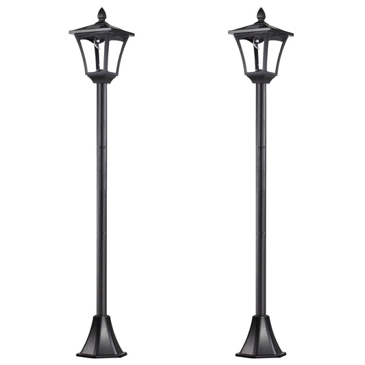 Outsunny 2 Pieces Outdoor Garden Solar Post Lamp Sensor Dimmable LED Lantern Bollard Pathway 1.6M Tall √¢‚Ç¨‚Äú Black