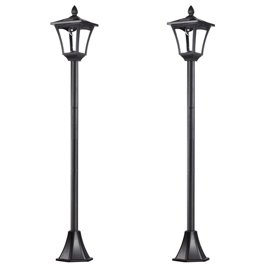 Outsunny 2 Pieces Outdoor Garden Solar Post Lamp Sensor Dimmable LED Lantern Bollard Pathway 1.6M Tall √¢‚Ç¨‚Äú Black