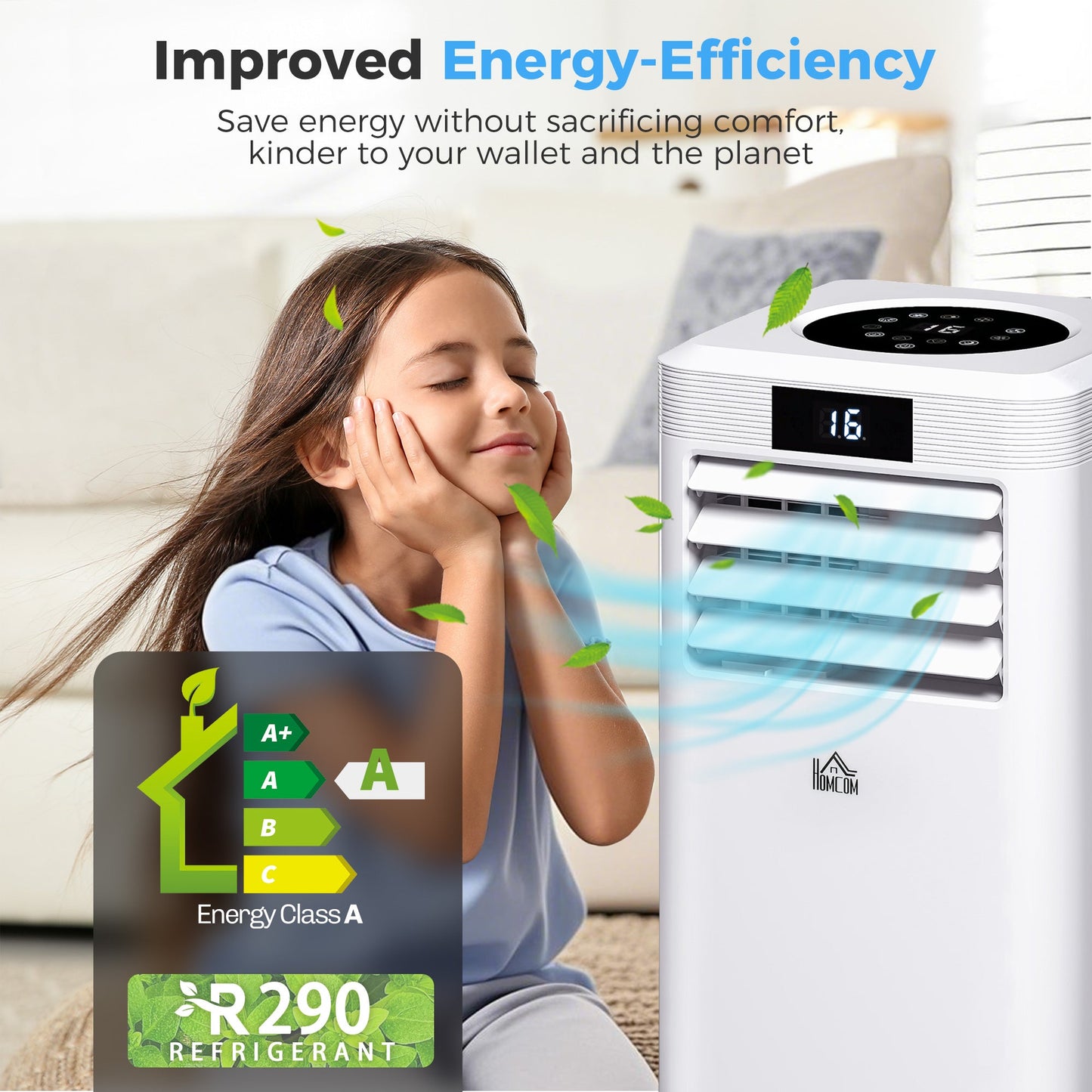 HOMCOM 10000 BTU Air Conditioning Unit, 3-in-1 Portable Air Conditioner, Dehumidifier, Cooling Fan with Remote Control, Digital Display, 2 Speeds, 24H Timer, Window Venting Kit, 22mÂ²