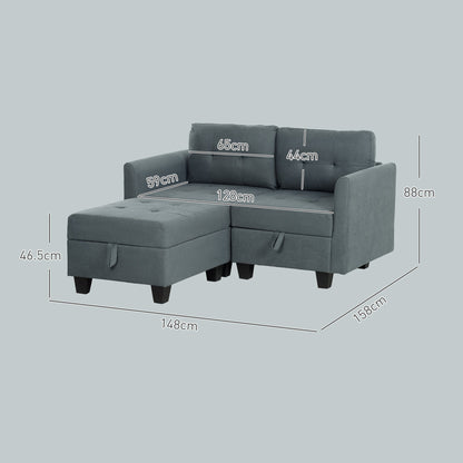 Sofa modułowa HOMCOM w kształcie litery L ze schowkiem - ciemnoszara