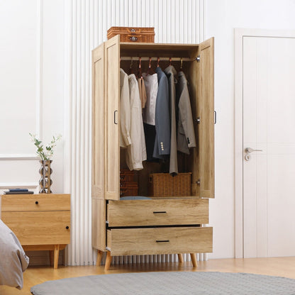 2 Door Wardrobe, Natural