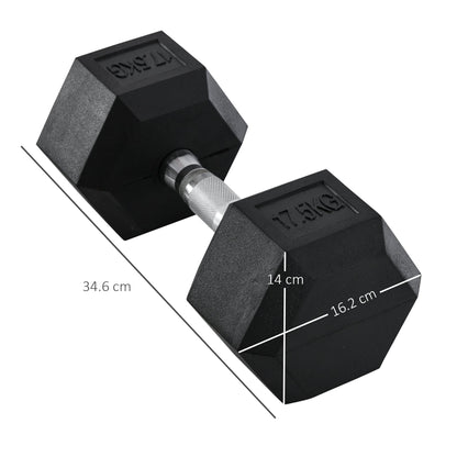 2x17.5kg Rubber Hex Dumbbell Portable Hand Weights Dumbbell Home Gym Workout Fitness Hand Dumbbell