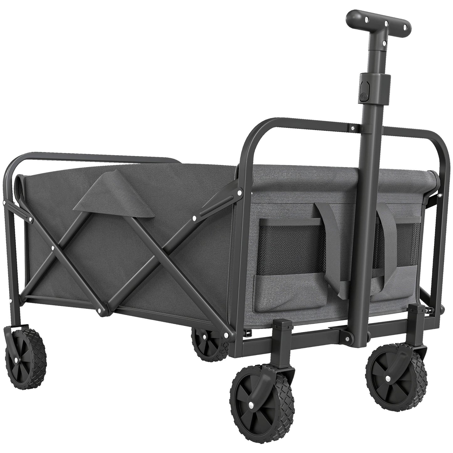 Outsunny 62L Festival Trolley on Wheels, Garden Folding Trolley Cart, 120kg Heavy Duty Collapsible Folding Wagon with Adjustable Handle and Carrying Bag for Beach, Camping, Festival, Grey