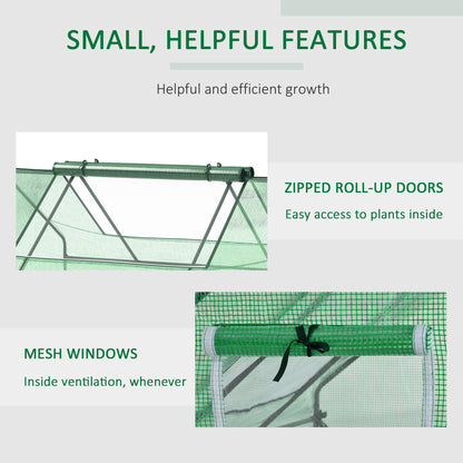 Outsunny Mini Greenhouse، دفيئة حديقة صغيرة محمولة مع نوافذ وأبواب مضغوطة، 180 × 140 × 80 سم، أخضر داكن