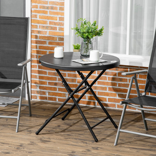 Okrągły stół ogrodowy składany Outsunny dla 4 osób, stół do jadalni na zewnątrz z blatem z HDPE i stalową ramą, 80 x 80 x 73 cm, ciemnoszary