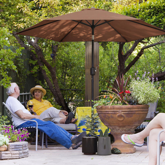 Outsunny 2.6 m Garden Parasol Umbrella with Aluminium Pole in Coffee, image 2