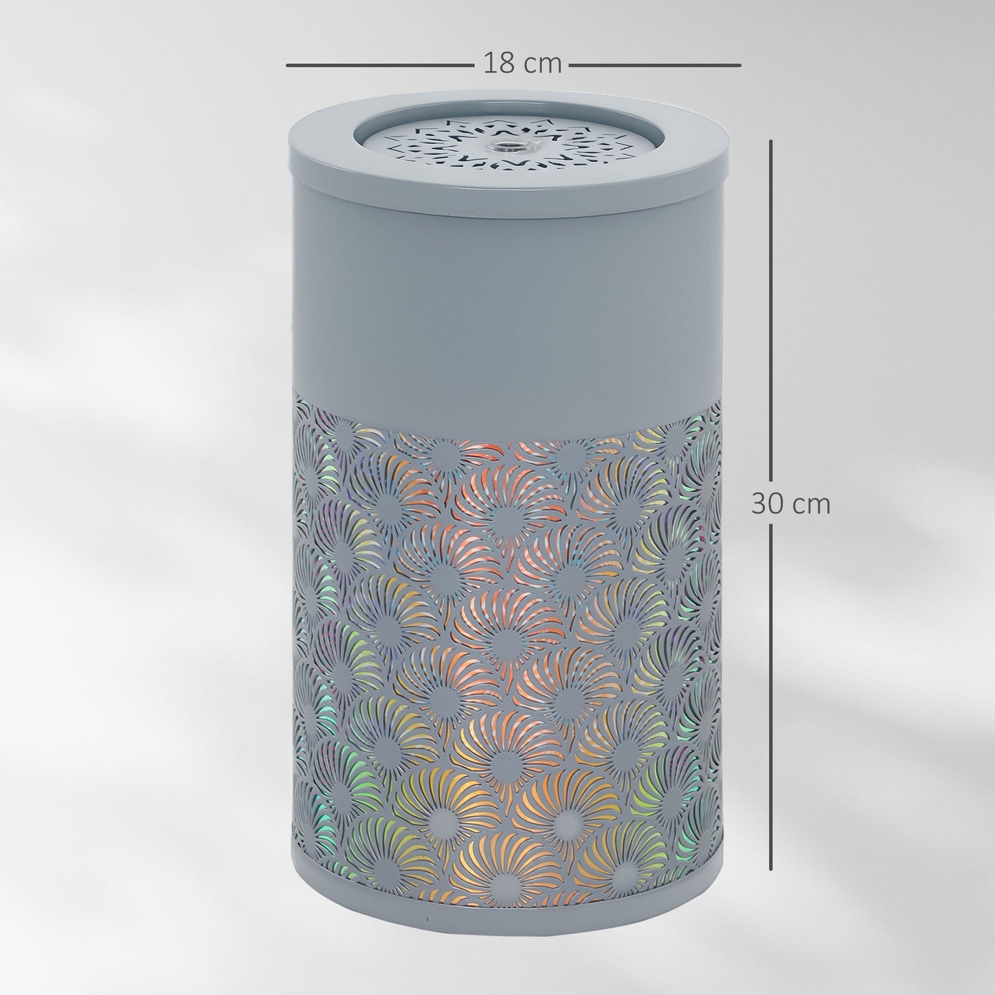 Outsunny 30 cm Tall Garden Waterfall Fountain with LED Lights and Pump, Garden Water Feature Water Fountain with Adjustable Flow and Cut-out Design for Indoor and Outdoor Decor, Light Grey