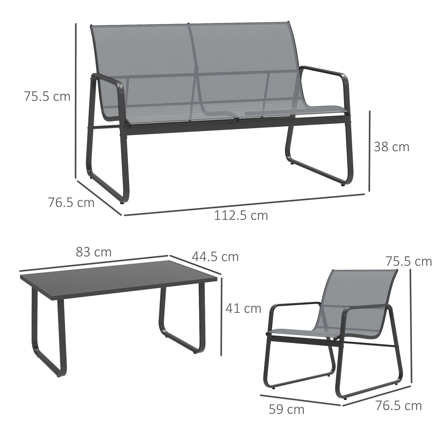 Outsunny Four-Piece Minimalistic Garden Sofa Set - Light Grey