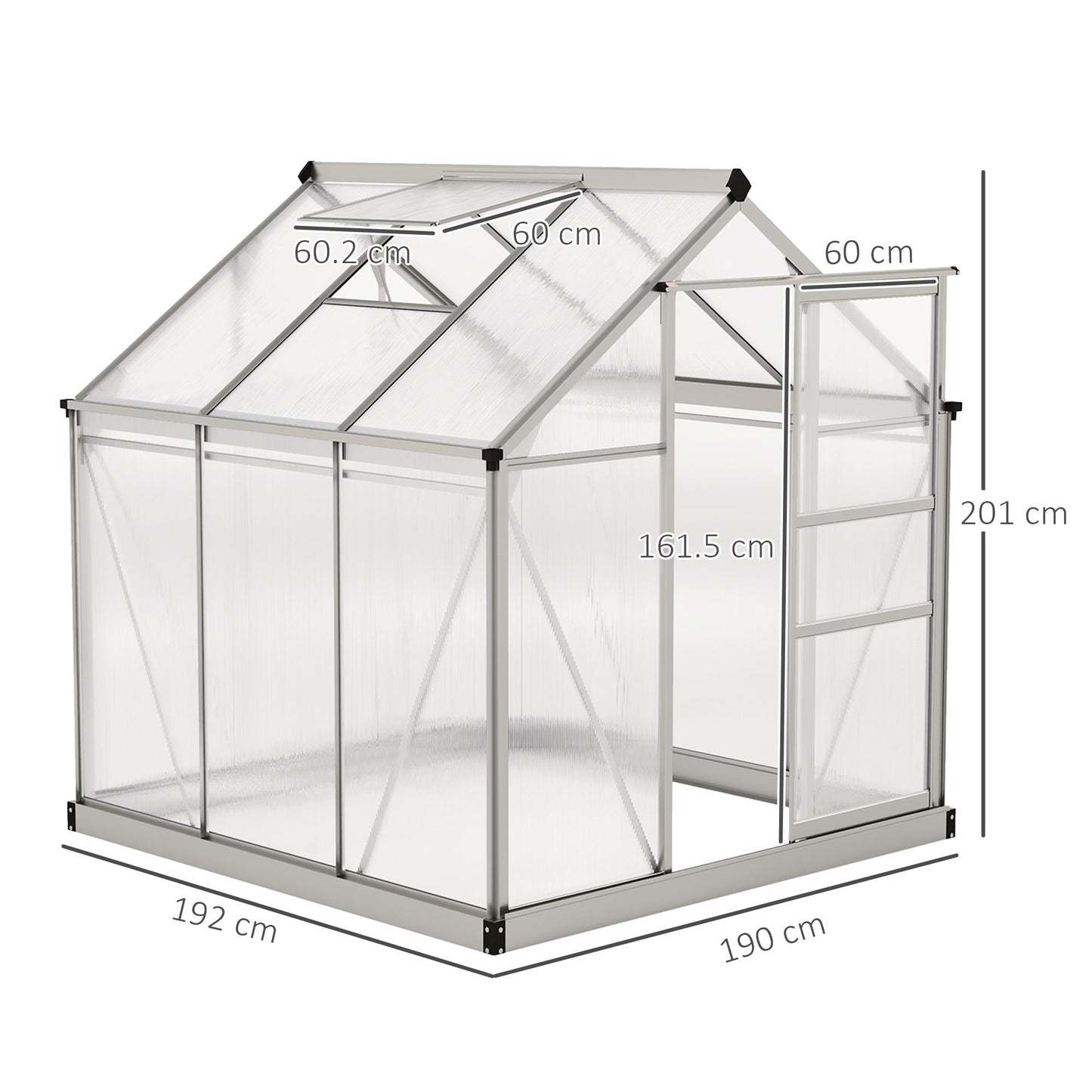 Outsunny 6 x 6ft Polycarbonate Greenhouse - Clear