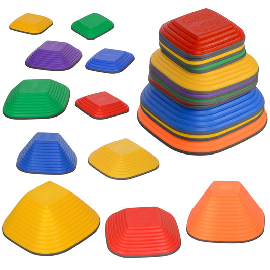 AIYAPLAY Balance Stepping Stones for Kids, 11-Piece Non-Slip Stackable River Stones, Obstacle Courses for Balance and Motor Skill