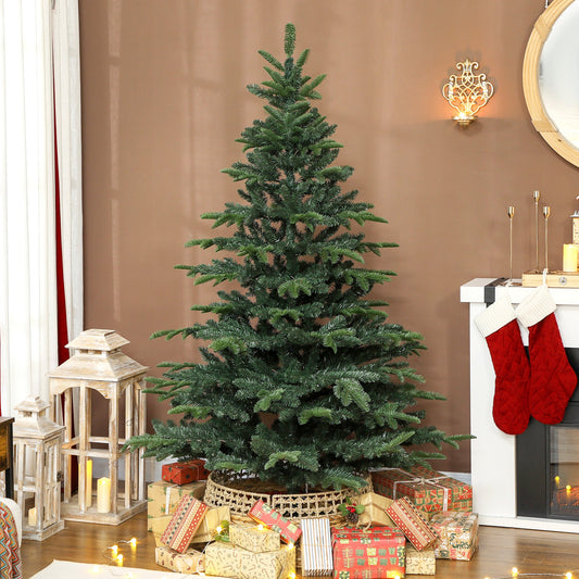 HOMCOM 6ft Artificial Christmas Tree with Realistic Branches, Easy Assembly - Green