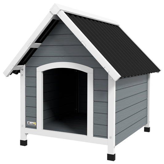 PawHut Outdoor Dog Kennel, Wooden Dog House, with Removable Floor, Anti-Corrosion Wood, for Medium Dogs, 82H x 75W x 88Dcm