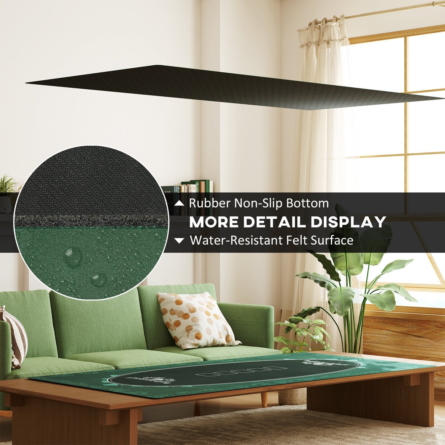 SPORTNOW Professional Poker Mat, 12-Player Water-resistant Poker Table with Felt Surface, Carry Bag, Green