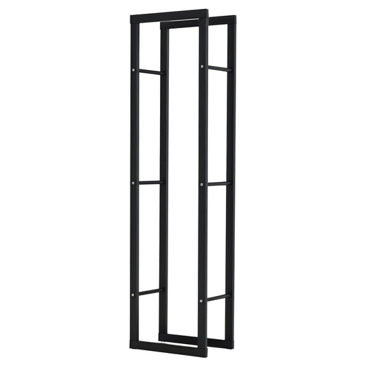 HOMCOM Metal Firewood Log Holder Tall Firewood Rack Indoor Outdoor Fireplace Wood Storage Shelf with Side Rails, Rust-Resistant, Black, 40W x 25D x 150H cm