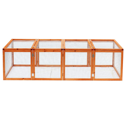 Pawhut Wooden Rabbit Hutch Outdoor, Guinea Pig Hutch, Bunny Cage with Wire Mesh Safety Run Play Space