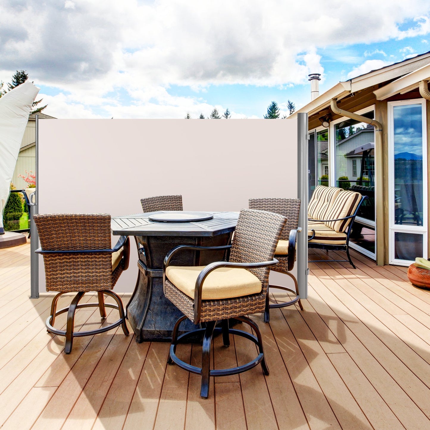 300 x 180 cm Retractable Folding Side Awning with Handle