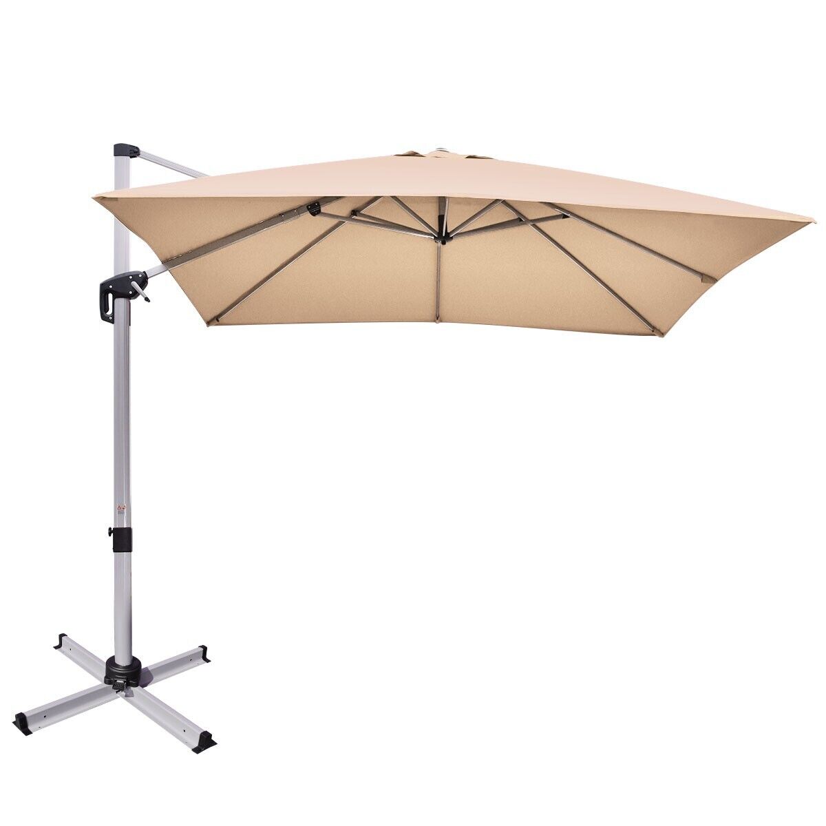 3m parasol ogrodowy z wysięgnikiem z pochyloną konstrukcją i obrotem 360° - beżowy