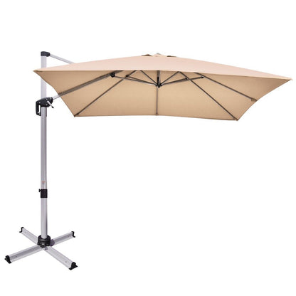3m parasol ogrodowy z wysięgnikiem z pochyloną konstrukcją i obrotem 360° - beżowy